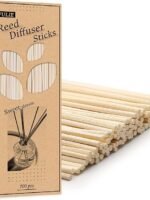 VFULIE 100 Reed Diffuser Sticks, 10 inches (approx. 25.4 cm) Natural Reed Wood Sticks Essential Oil Aromatic Diffuser Sticks Replacement Fragrance (((Original Color))