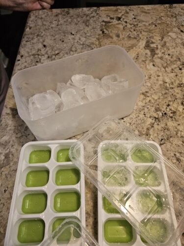 DOQAUS Ice Cube Tray with Lid and Bin - 4 Pack Silicone Ice Cube Trays for Freezer, Stackable Ice Bucket Kits with Storage Container & Scoop for Kitchen, RV, Cocktail, Coffee photo review