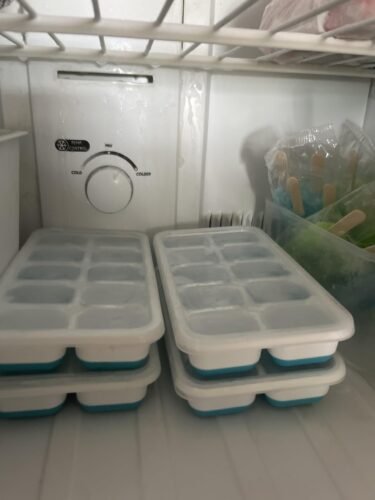 DOQAUS Ice Cube Tray with Lid and Bin - 4 Pack Silicone Ice Cube Trays for Freezer, Stackable Ice Bucket Kits with Storage Container & Scoop for Kitchen, RV, Cocktail, Coffee photo review