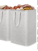 Lifewit 2-Pack Laundry Baskets, 80L each, foldable laundry baskets with reinforced handles, freestanding waterproof design, suitable for bedrooms and laundry rooms, grey 160L.