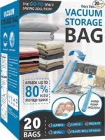 Cozy Essential Vacuum Storage Bags, 80% compression vacuum-sealed space-saving plastic bags, suitable for storing clothes, blankets, pillows, bedding, quilts, and garments. 20-pack.