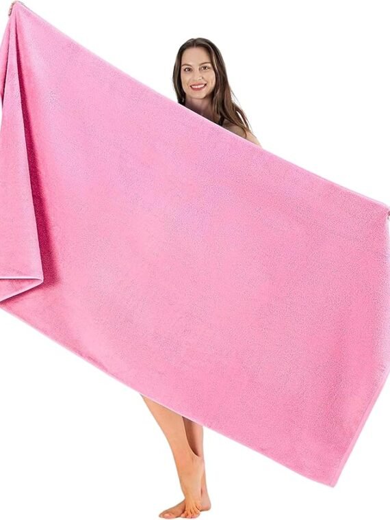 SALBAKOS Luxury 100% Turkish Cotton Bath Sheets 40x80 in Oversized Extra Large Bath Towels Pink Thick Soft Absorbent Turkish Towel for Spa Beach (Pack of 1, Rose, Jumbo Bath Sheet)