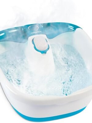 Homedics Bubble Mate Foot Spa, Toe Touch Controlled Foot Bath with Invigorating Bubbles and Splash Proof, Raised Massage Nodes and Removable Pumice Stone