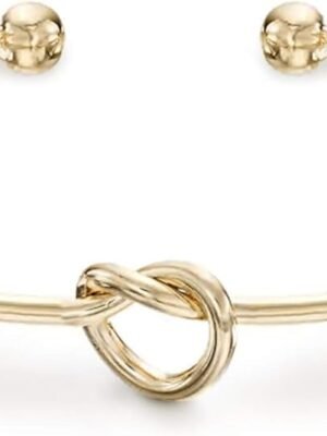 PAVOI 14K Gold Plated Forever Love Knot Infinity Bangle Bracelets for Women | Gold Bangle Bracelet for Women