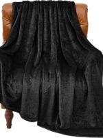 BEDELITE Wool Blanket in Black, suitable for sofas and beds, luxurious plush comfort blanket, 50 x 60 inches, ultra-soft, warm, and lightweight blanket, ideal for travel and camping.