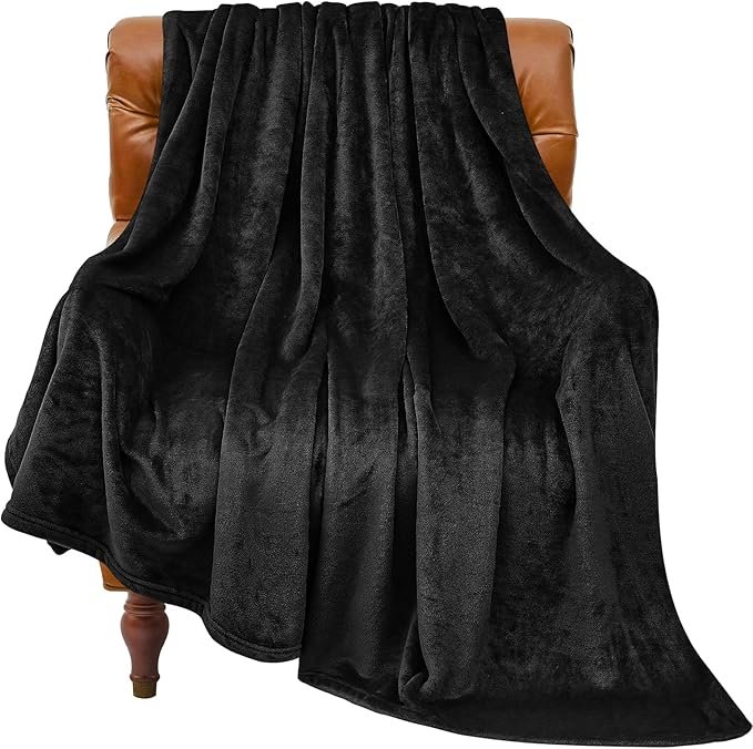 BEDELITE Wool Blanket in Black, suitable for sofas and beds, luxurious plush comfort blanket, 50 x 60 inches, ultra-soft, warm, and lightweight blanket, ideal for travel and camping.