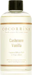 COCORRíNA Reed Diffuser Refill - Cashmere Vanilla 6.7 fl oz (approx. 16.9 ml) 8 reed diffusers