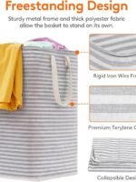 Lifewit 2-Pack Laundry Baskets, 80L each, foldable laundry baskets with reinforced handles, freestanding waterproof design, suitable for bedrooms and laundry rooms, grey 160L.