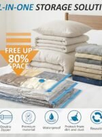 Cozy Essential Vacuum Storage Bags, 80% compression vacuum-sealed space-saving plastic bags, suitable for storing clothes, blankets, pillows, bedding, quilts, and garments. 20-pack.