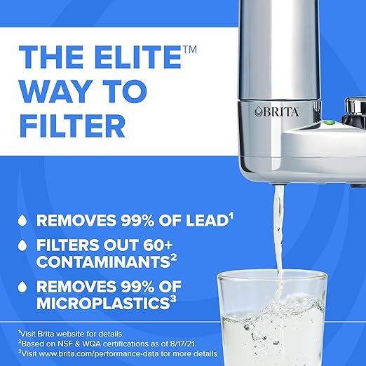 Brita Faucet Mount Water Filter System, Chrome, No-Wait Filtration, Easy Install, Multi-Use Tap Water Filter for Kitchens, Bathrooms & Small Spaces