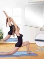 JUNEBRUSHS 4 Pack Self Adhesive Acrylic Mirror, 8 x 8 Inch Mirror Tiles,Flexible Plastic Mirror Sheets Wall Stickers,2MM Thick Mirrors