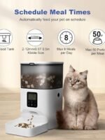 ANDOLL HOME 2.4G/5G Automatic Cat Feeder, 4L WiFi Food Dispenser with 10s Voice Recorder, Pet Feeder up to 10 Meals per Day, Timed Cat Feeder with Dry Food Sealed Ring (Matte White, 4.0 L)