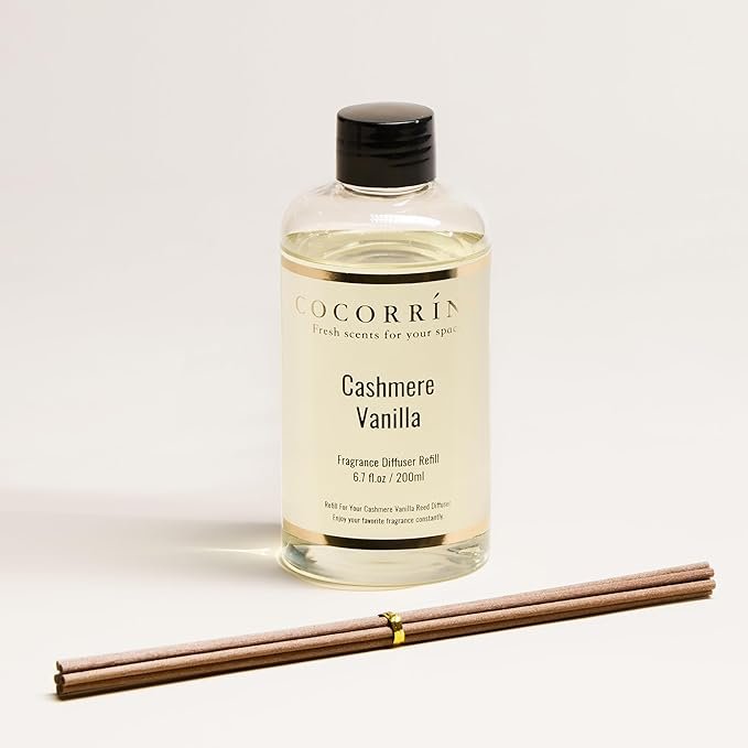 COCORRíNA Reed Diffuser Refill - Cashmere Vanilla 6.7 fl oz (approx. 16.9 ml) 8 reed diffusers
