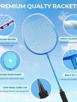 HIRALIY Badminton Rackets Set for Backyards, Badminton Set, Includ 2/4 Rackets, 6/12 Birdies, 1 Carrying Bag, Outdoor Game for Adult Family Beginner