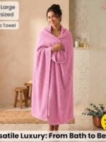 SALBAKOS Luxury 100% Turkish Cotton Bath Sheets 40x80 in Oversized Extra Large Bath Towels Pink Thick Soft Absorbent Turkish Towel for Spa Beach (Pack of 1, Rose, Jumbo Bath Sheet)