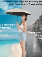 BAODINI Small UV Protection Travel Umbrella Compact for Rain and Sun UPF 50+ Windproof Portable 42 inch Umbrella for Women and Men