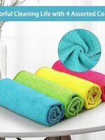 HOMEXCEL Microfiber Cleaning Cloths 210GSM, 12-pack, Size: 11.5" x 11.5", ultra-soft, high-density non-abrasion cleaning towels, suitable for cars, glass, kitchens, reusable cloths, blue/grey/yellow/pink.