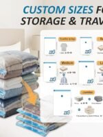 Cozy Essential Vacuum Storage Bags, 80% compression vacuum-sealed space-saving plastic bags, suitable for storing clothes, blankets, pillows, bedding, quilts, and garments. 20-pack.