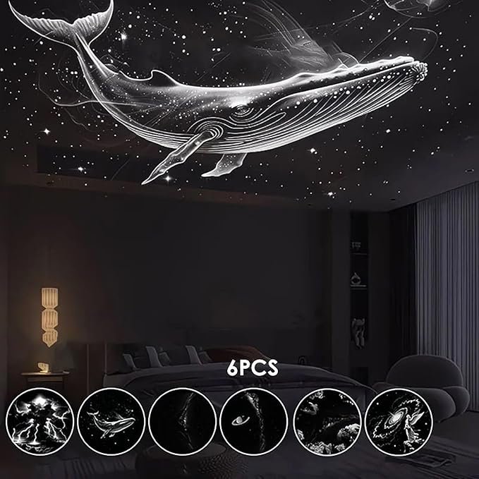 Galaxy Projector, 2-in-1 Starry Sky Projector & Night Light, 360° Adjustable LED Space Galaxy Lamp, Milky Way Mood Lighting, HD Image Star Projectors for Bedroom Hallway Ceiling Decor (12Pcs)