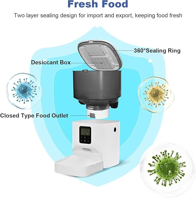 ANDOLL HOME 2.4G/5G Automatic Cat Feeder, 4L WiFi Food Dispenser with 10s Voice Recorder, Pet Feeder up to 10 Meals per Day, Timed Cat Feeder with Dry Food Sealed Ring (Matte White, 4.0 L)