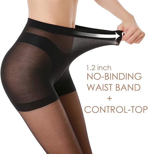 G&Y 3 Pairs Women's Sheer Tights - 20D Control Top Pantyhose with Reinforced Toes