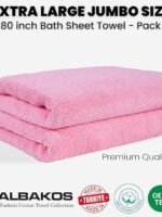 SALBAKOS Luxury 100% Turkish Cotton Bath Sheets 40x80 in Oversized Extra Large Bath Towels Pink Thick Soft Absorbent Turkish Towel for Spa Beach (Pack of 1, Rose, Jumbo Bath Sheet)