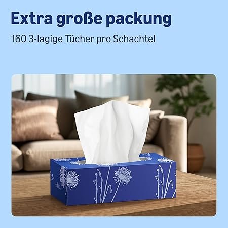 (First order bonus for new customers! Limited to one order per person, free shipping to your door, only AED 0.18!) Cosmetic tissue box, 3-layer XL packaging, 160 sheets, 1 box, originally from the Essentials series, the same product.
