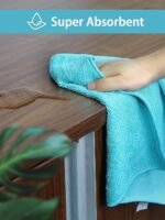 HOMEXCEL Microfiber Cleaning Cloths 210GSM, 12-pack, Size: 11.5" x 11.5", ultra-soft, high-density non-abrasion cleaning towels, suitable for cars, glass, kitchens, reusable cloths, blue/grey/yellow/pink.