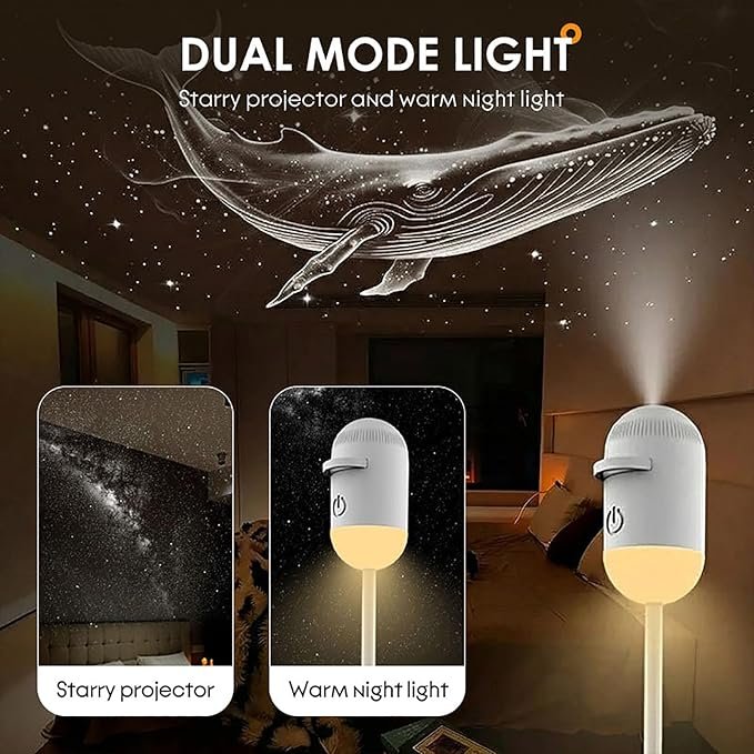Galaxy Projector, 2-in-1 Starry Sky Projector & Night Light, 360° Adjustable LED Space Galaxy Lamp, Milky Way Mood Lighting, HD Image Star Projectors for Bedroom Hallway Ceiling Decor (12Pcs)