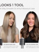 TYMO 4.0 Hair Blow Dryer Brush - Lightweight 3X Faster Drying 5-in-1 Ionic Blowout Hair Dryer Brush Adds Shine, Volume & Fullness for Smooth, Anti-Frizz Straight, Curl & Blowout Styles, Metal Grey