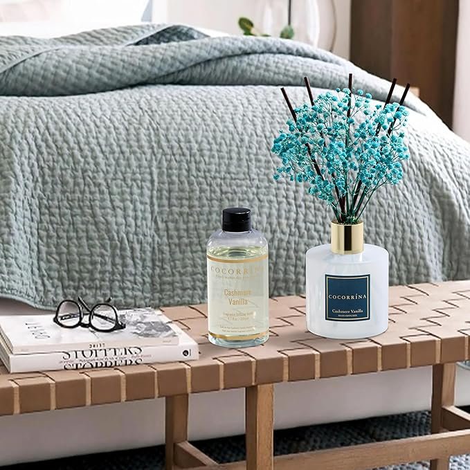 COCORRíNA Reed Diffuser Refill - Cashmere Vanilla 6.7 fl oz (approx. 16.9 ml) 8 reed diffusers
