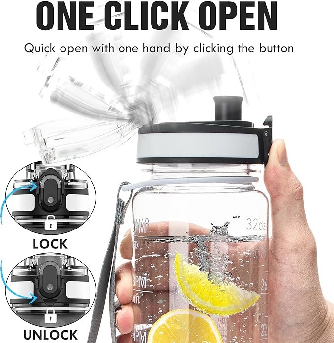 OLDLEY Water Bottle 32oz, Durable and Leakproof Water Bottles Motivational with Time Marker,Tritan,BPA Free, Gym,Travel, Home,School,Office, Anniversary Birthday Gifts for Men Women,Olive (1 Bottle)