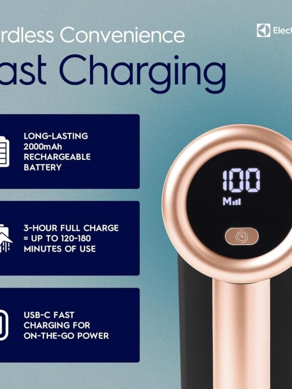 Electrolux Rechargeable Fabric Shaver | 3-Speed ​​Lint Remover for Clothes and Furniture | Eliminates Lint and Pilling | Electric Lint Shaver with LED Display and Type-C Fast Charging Port - Black