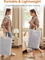 Lifewit 2-Pack Laundry Baskets, 80L each, foldable laundry baskets with reinforced handles, freestanding waterproof design, suitable for bedrooms and laundry rooms, grey 160L.