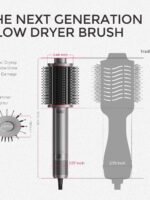 TYMO 4.0 Hair Blow Dryer Brush - Lightweight 3X Faster Drying 5-in-1 Ionic Blowout Hair Dryer Brush Adds Shine, Volume & Fullness for Smooth, Anti-Frizz Straight, Curl & Blowout Styles, Metal Grey