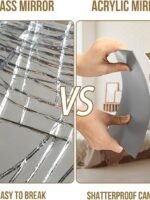 JUNEBRUSHS 4 Pack Self Adhesive Acrylic Mirror, 8 x 8 Inch Mirror Tiles,Flexible Plastic Mirror Sheets Wall Stickers,2MM Thick Mirrors