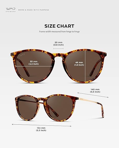 WearMe Pro Round Polarized Sunglasses for Women - UV400 Protection, Lightweight Frame, Vintage Retro Style