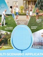 HIRALIY Badminton Rackets Set for Backyards, Badminton Set, Includ 2/4 Rackets, 6/12 Birdies, 1 Carrying Bag, Outdoor Game for Adult Family Beginner