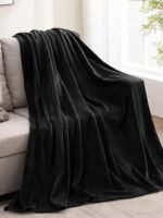 BEDELITE Wool Blanket in Black, suitable for sofas and beds, luxurious plush comfort blanket, 50 x 60 inches, ultra-soft, warm, and lightweight blanket, ideal for travel and camping.