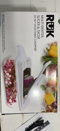 RüK Vegetable Chopper, Extra Large Chopper Vegetable Cutter, Multifunctional 10-in-1 Pro Food Chopper - 6 Blades, 4 Vegetable Spiralizers, E-Recipes - Veggie Chopper with Container photo review