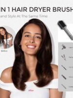 TYMO 4.0 Hair Blow Dryer Brush - Lightweight 3X Faster Drying 5-in-1 Ionic Blowout Hair Dryer Brush Adds Shine, Volume & Fullness for Smooth, Anti-Frizz Straight, Curl & Blowout Styles, Metal Grey