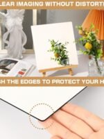 JUNEBRUSHS 4 Pack Self Adhesive Acrylic Mirror, 8 x 8 Inch Mirror Tiles,Flexible Plastic Mirror Sheets Wall Stickers,2MM Thick Mirrors