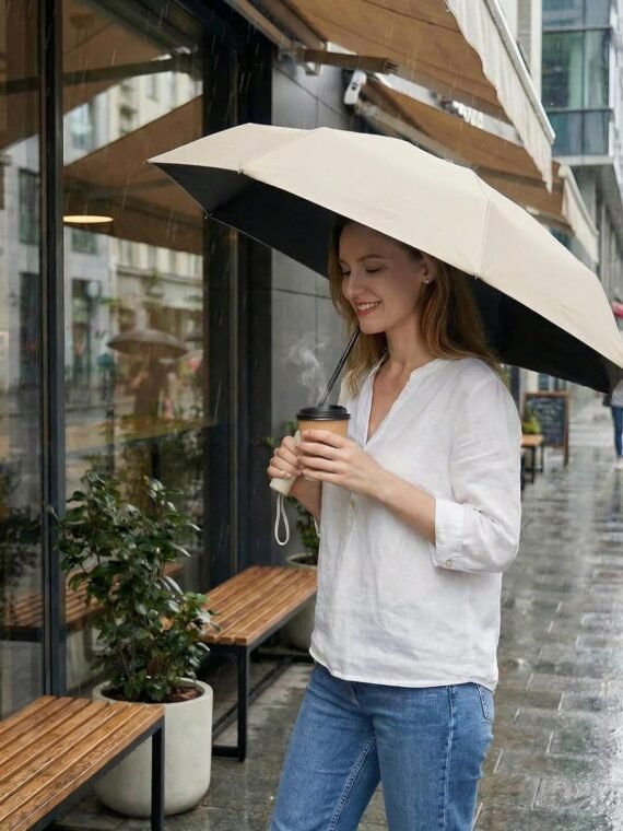 BAODINI Small UV Protection Travel Umbrella Compact for Rain and Sun UPF 50+ Windproof Portable 42 inch Umbrella for Women and Men