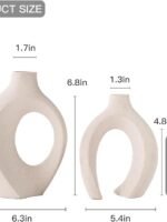 Lvases Snuggle Hollow Ceramic Vase Set (2 Pieces), Nordic Modern Bohemian Style Decorative Ceramic Aesthetic Flower Vase for Home Decor (Off-white, 16 cm wide x 21.3 cm high)