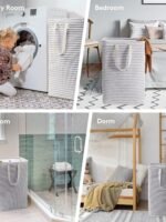 Lifewit 2-Pack Laundry Baskets, 80L each, foldable laundry baskets with reinforced handles, freestanding waterproof design, suitable for bedrooms and laundry rooms, grey 160L.