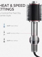 TYMO 4.0 Hair Blow Dryer Brush - Lightweight 3X Faster Drying 5-in-1 Ionic Blowout Hair Dryer Brush Adds Shine, Volume & Fullness for Smooth, Anti-Frizz Straight, Curl & Blowout Styles, Metal Grey