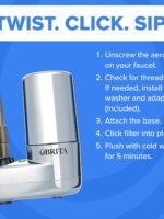Brita Faucet Mount Water Filter System, Chrome, No-Wait Filtration, Easy Install, Multi-Use Tap Water Filter for Kitchens, Bathrooms & Small Spaces