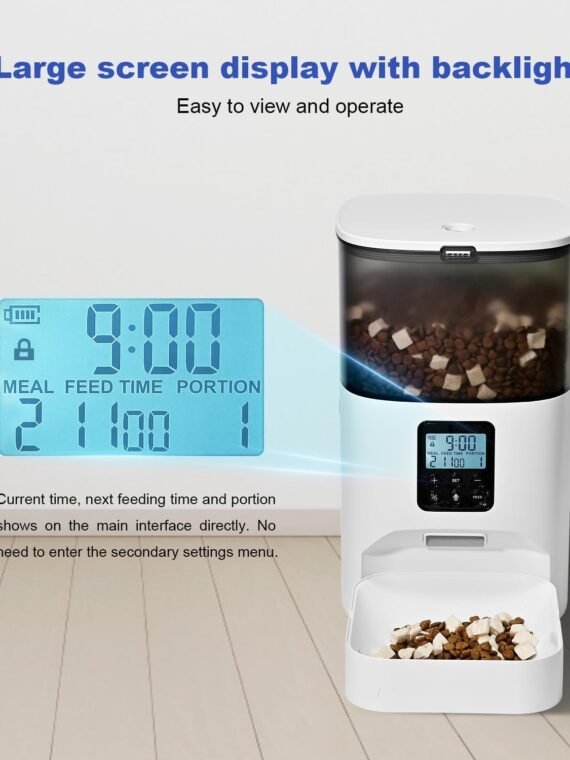 ANDOLL HOME 2.4G/5G Automatic Cat Feeder, 4L WiFi Food Dispenser with 10s Voice Recorder, Pet Feeder up to 10 Meals per Day, Timed Cat Feeder with Dry Food Sealed Ring (Matte White, 4.0 L)