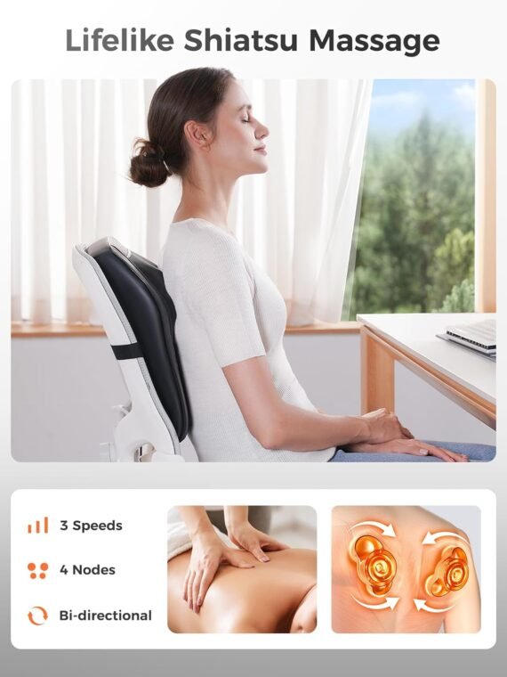 Boriwat Back Massager, 3D Kneading Massage Pillow, suitable for relieving deep tissue pain in the back, neck, shoulders, and legs. A great gift for women, men, mothers, and fathers.