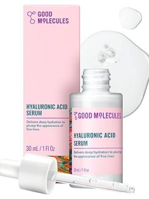 Good Molecules Hyaluronic Acid Serum - 1% Hyaluronic Acid, non-greasy, ultra-moisturizing serum, facial moisturizer, suitable for plump skin, facial skincare.